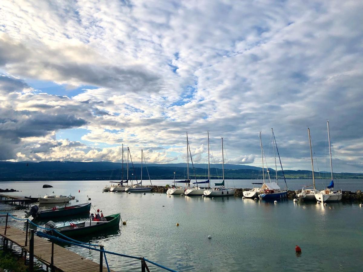 A Room With A View - Maisonnette Dans Bourg Medieval Au Bord Du Lac Leman إيفوار المظهر الخارجي الصورة