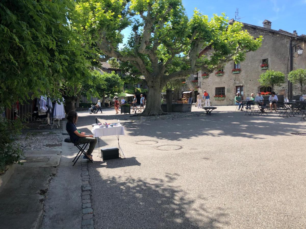A Room With A View - Maisonnette Dans Bourg Medieval Au Bord Du Lac Leman إيفوار المظهر الخارجي الصورة